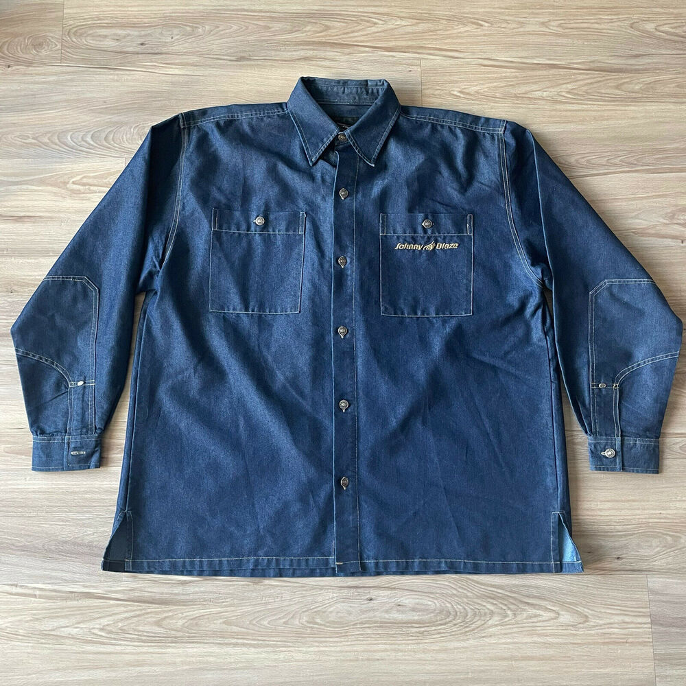 Vintage Johnny Blaze Light Denim Shirt LARGE